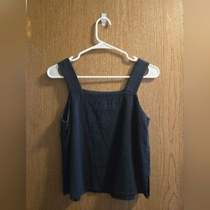 Banana Republic Navy Sleeveless Linen Blouse